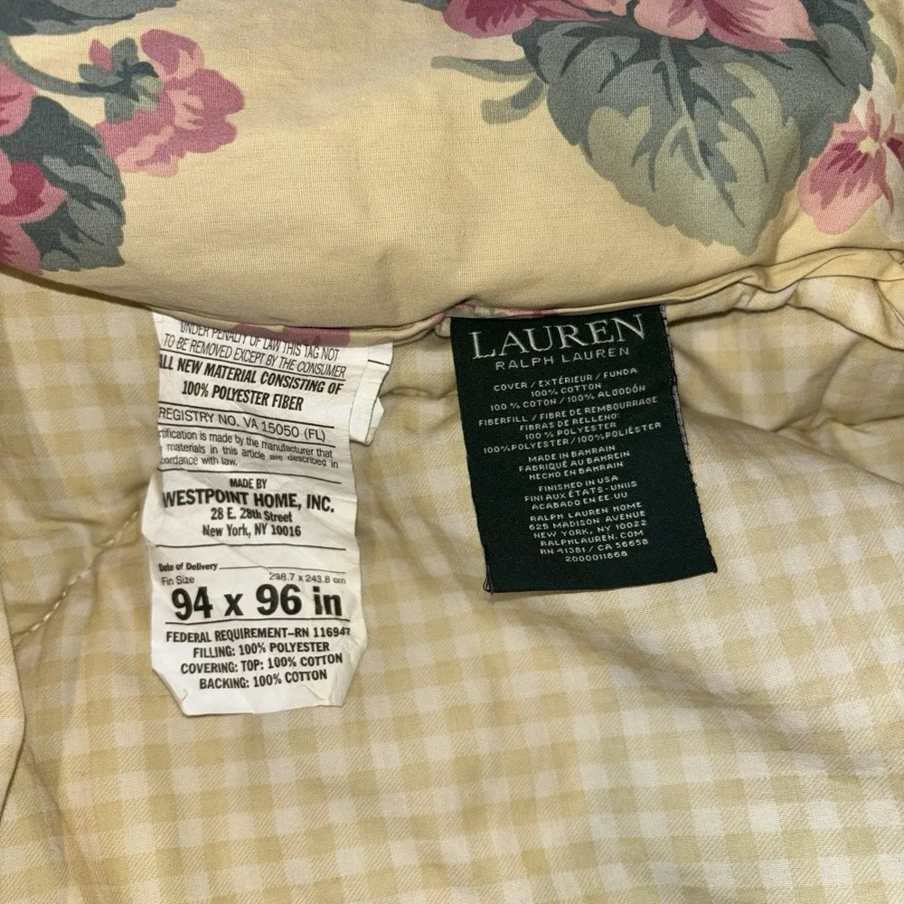 Ralph Lauren Parsonage Floral Queen Full Comforter French Country Cottage 94x96